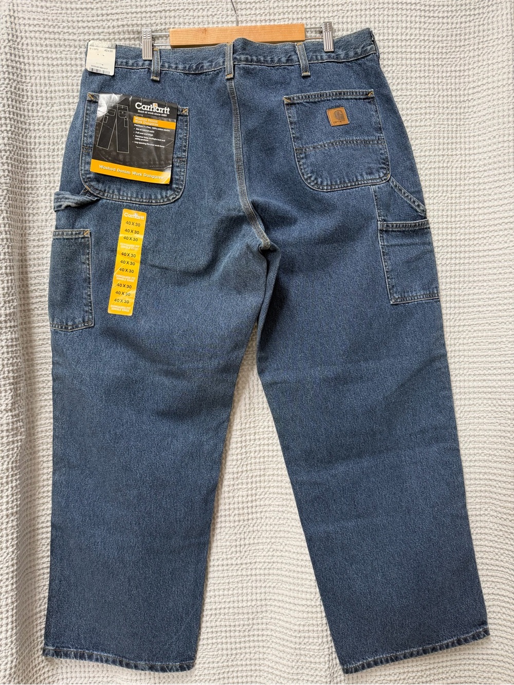 Carhartt Men's 40X30 Work Dungaree Fit Single Knee Blue Denim Jeans